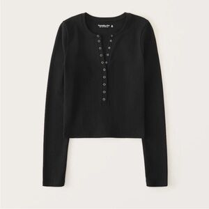 Abercrombie & Fitch Long Sleeve Seamless Rib Fabric Henley Top